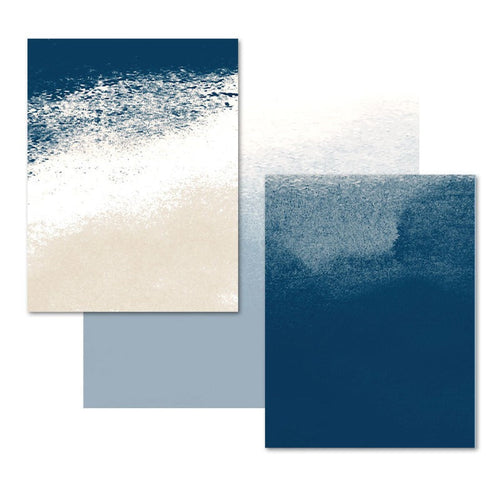 Abstraktes Aquarellgemälde in Marineblau und Beige – Leinwandbild