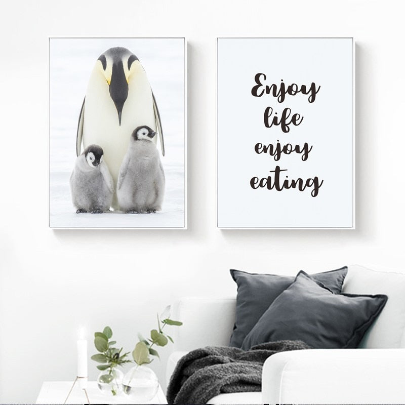 Herzliche Pinguinfamilie – Leinwandbild