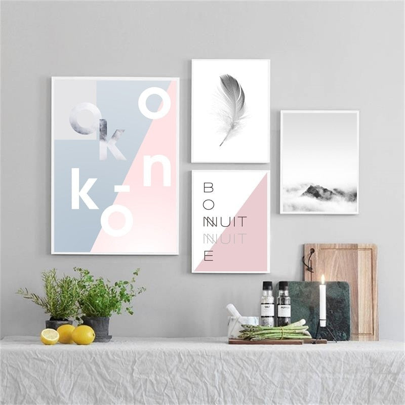 Nordic Refresh Feather Letters - Leinwandbild