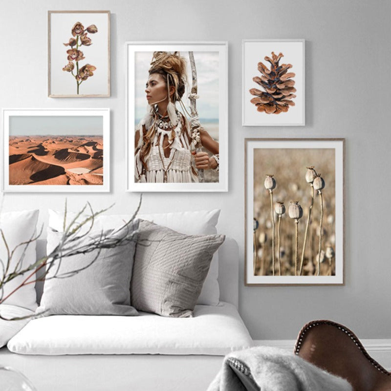 Modernes Gemälde mit Trockenblumen – Leinwandbild