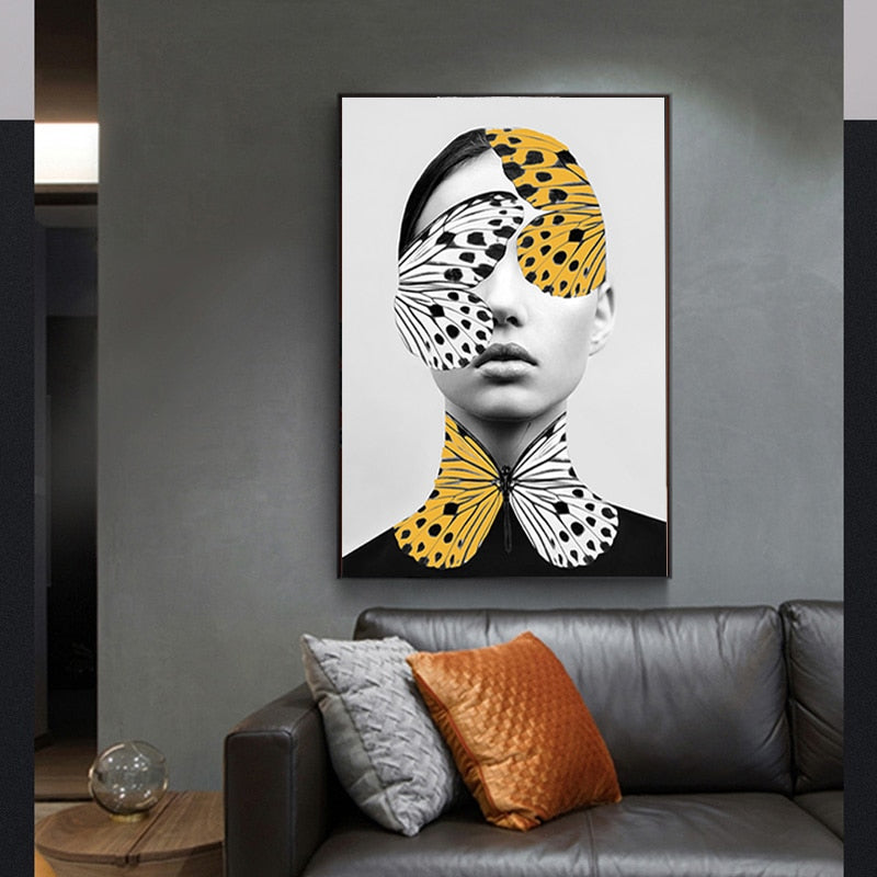 Abstract Kreative Schmetterling Frauen Wandkunst Drucke Poster - Leinwand Wandkunst Malerei