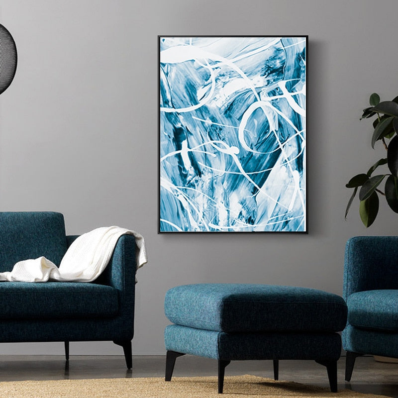 Blaue abstrakte Leinwandgemälde Wand - Leinwand Wandkunstgemälde