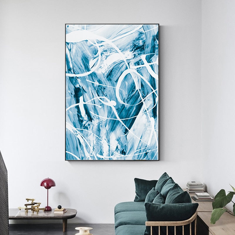 Blaue abstrakte Leinwandgemälde Wand - Leinwand Wandkunstgemälde