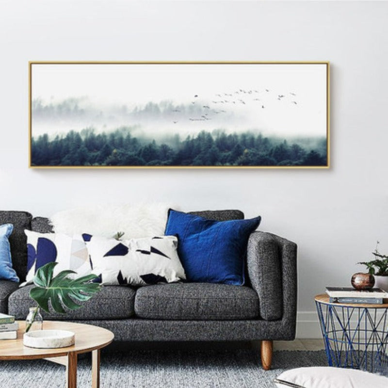 Nordische Nebelvögel, Waldarbeiterlandschaft - Leinwandbild