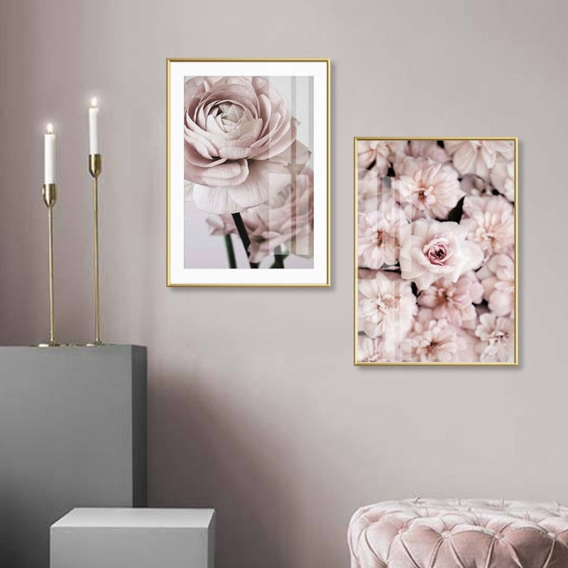 Modernes romantisches Leinwandbild mit hellrosa Pfingstrosen