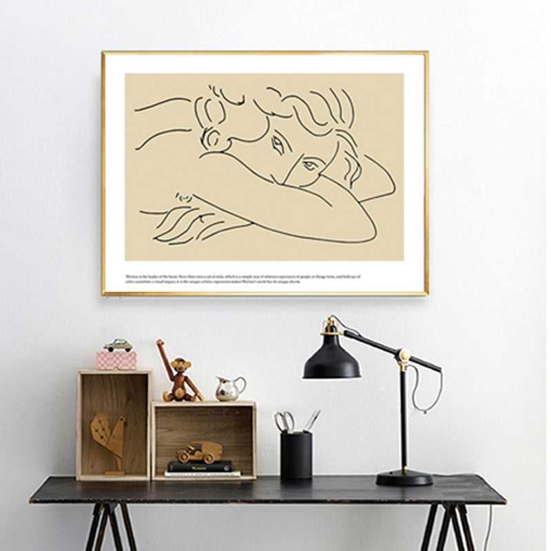 Abstrakte Vintage-Figur: Taube – Minimalistisches Leinwandbild