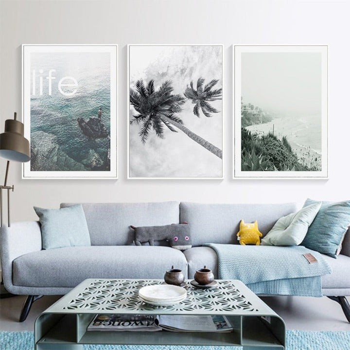 Moderne Welle Küstenpalme Seascape - Leinwand Wandkunst Gemälde