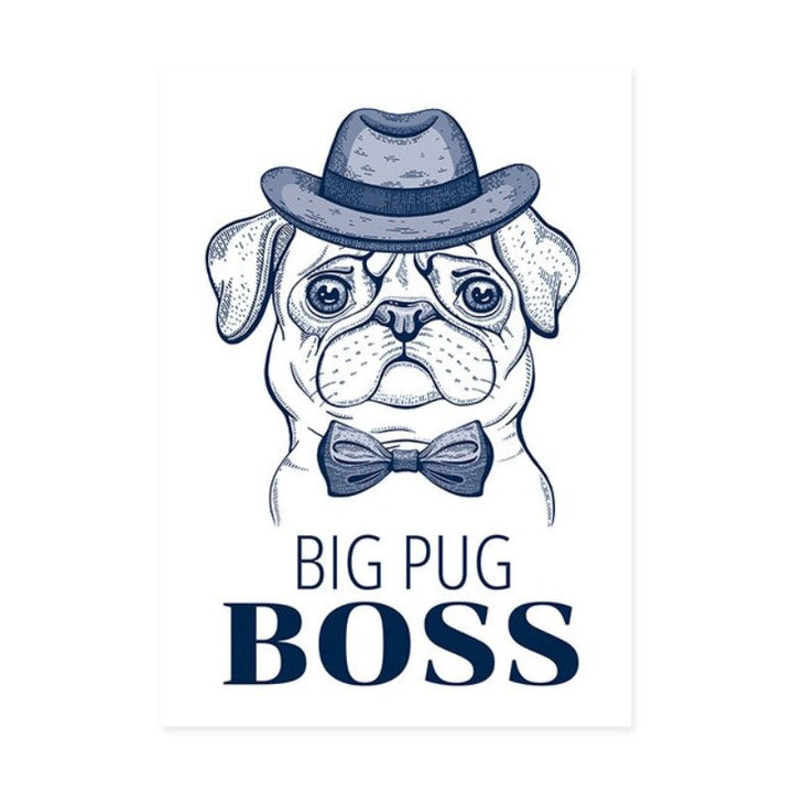 Mops mit Hut und Fliege - Leinwandbild