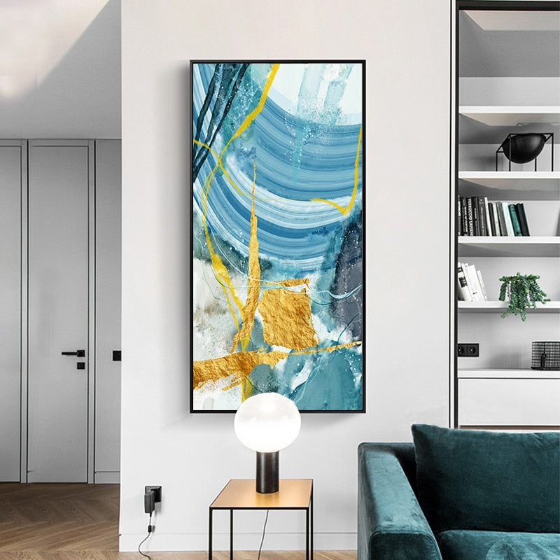 Blaue Druckposter - Leinwand Wandkunstmalerei