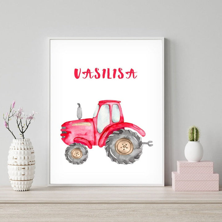 Personalisierter Name Traktor Jungen - Leinwand Wandkunst Malerei