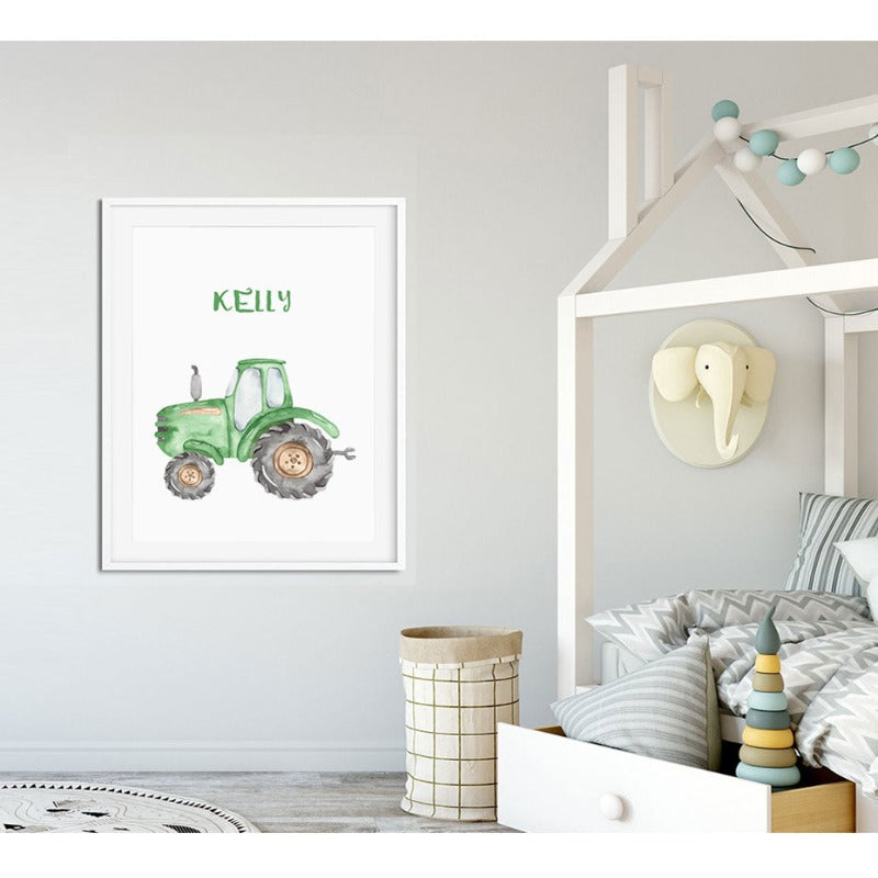 Personalisierter Name Traktor Jungen - Leinwand Wandkunst Malerei