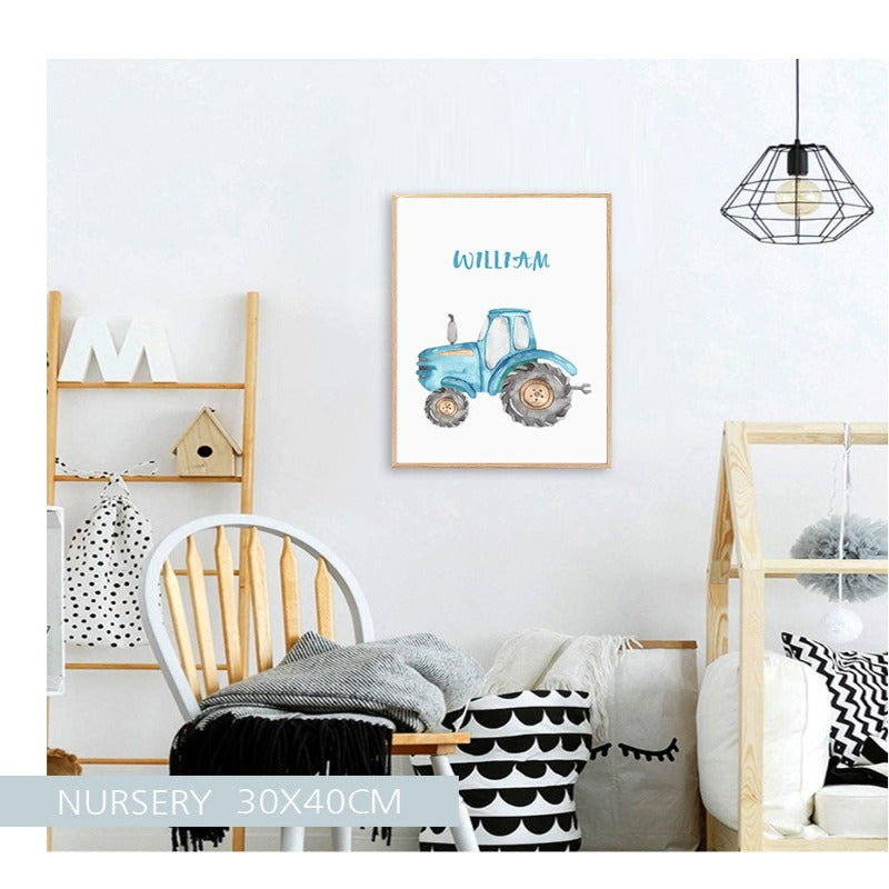 Personalisierter Name Traktor Jungen - Leinwand Wandkunst Malerei