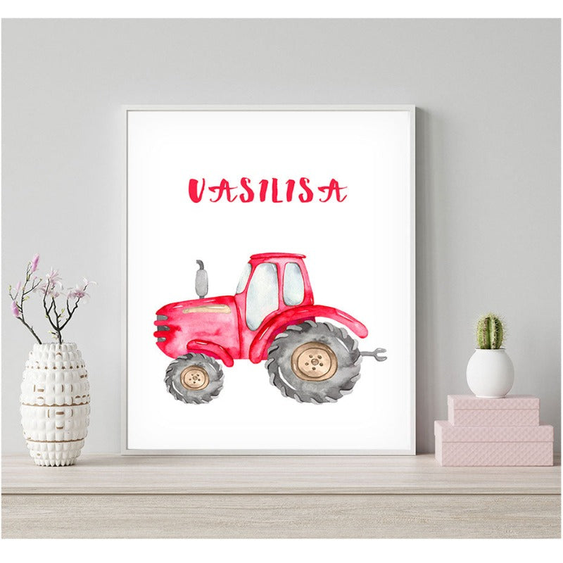 Personalisierter Name Traktor Jungen - Leinwand Wandkunst Malerei