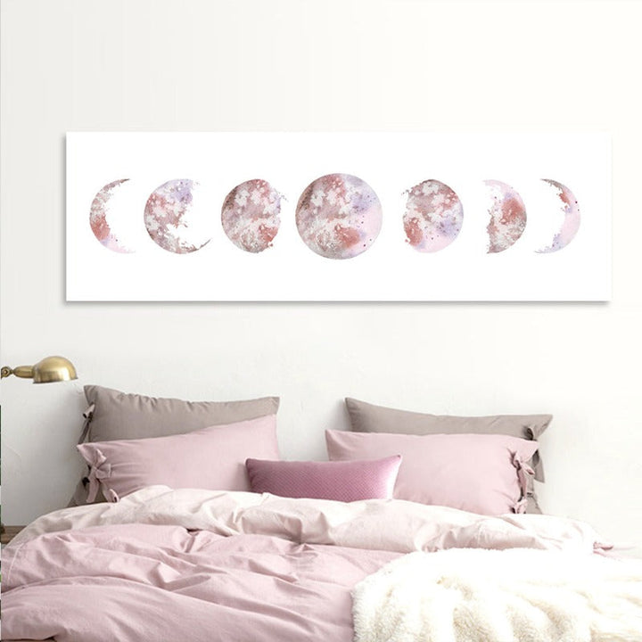 Moderne Raumverschiedene Mondphasen Isoliert - Leinwand Wandkunst Malerei
