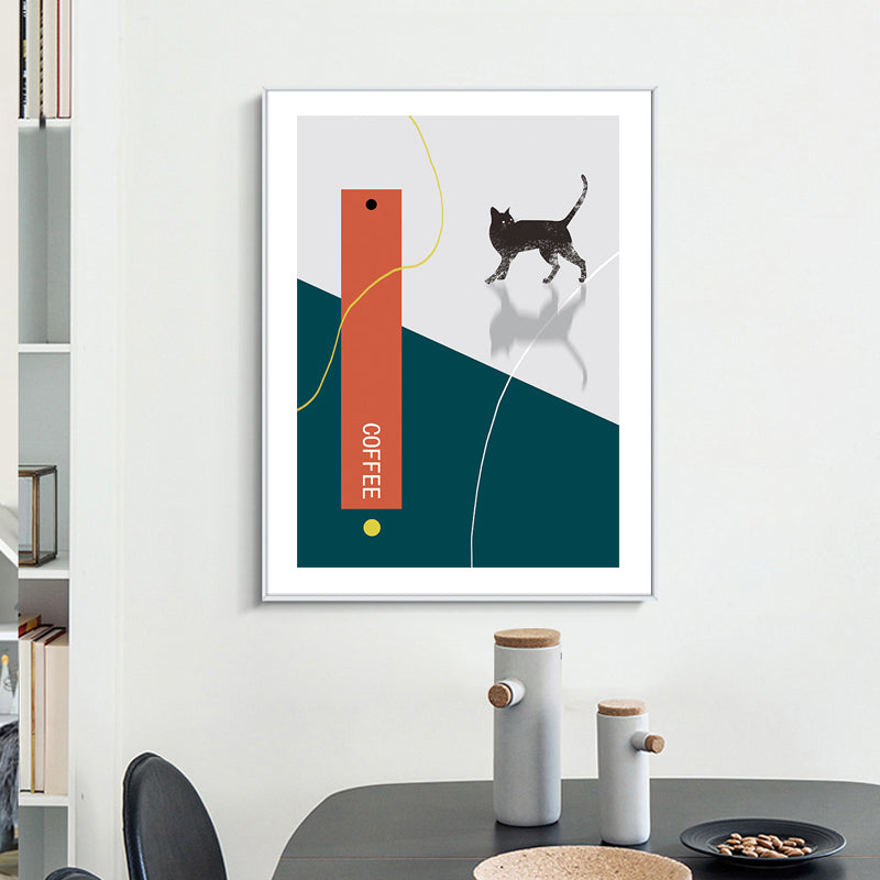 Cat Trinken Kaffee-Canvas Wandkunst Gemälde