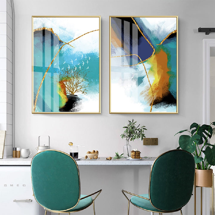 Gold Blau Marmor Wandkunst - Leinwand Wandkunst Gemälde