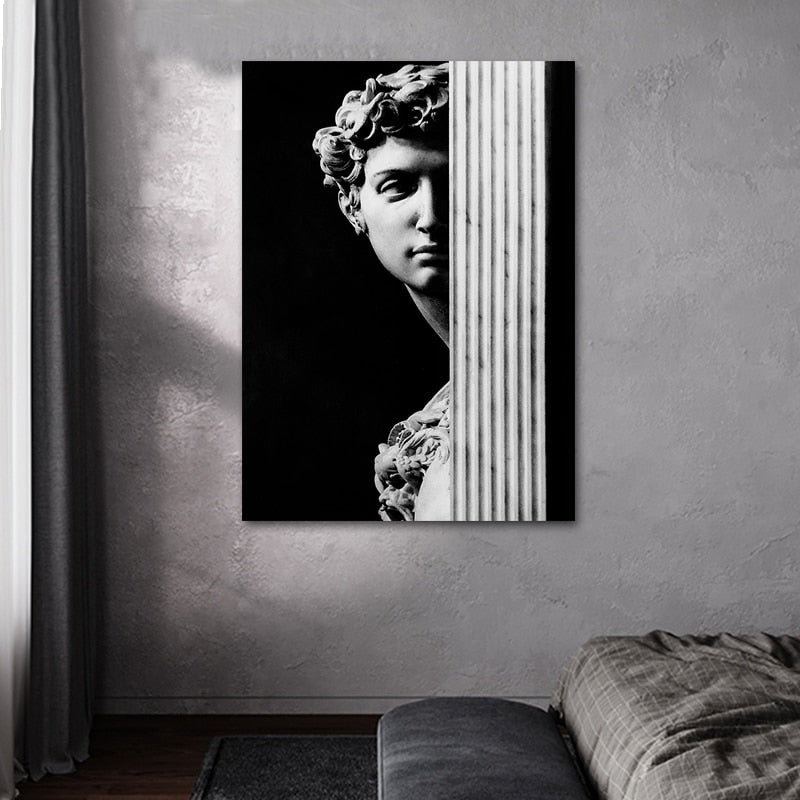 Vintage-David-Figur-Skulptur – Leinwandbild