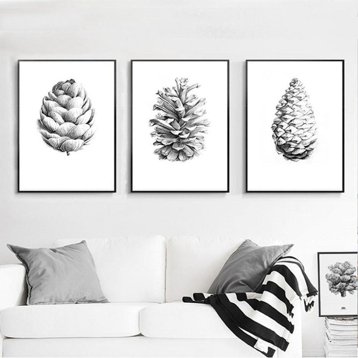 Handgezeichnete Tannenzapfen - Leinwand Wandkunst Malerei