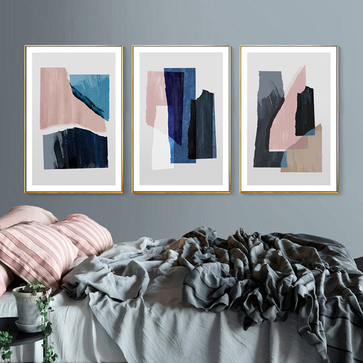 Marmor Blau Pink Drucke - Leinwand Wandkunst Malerei