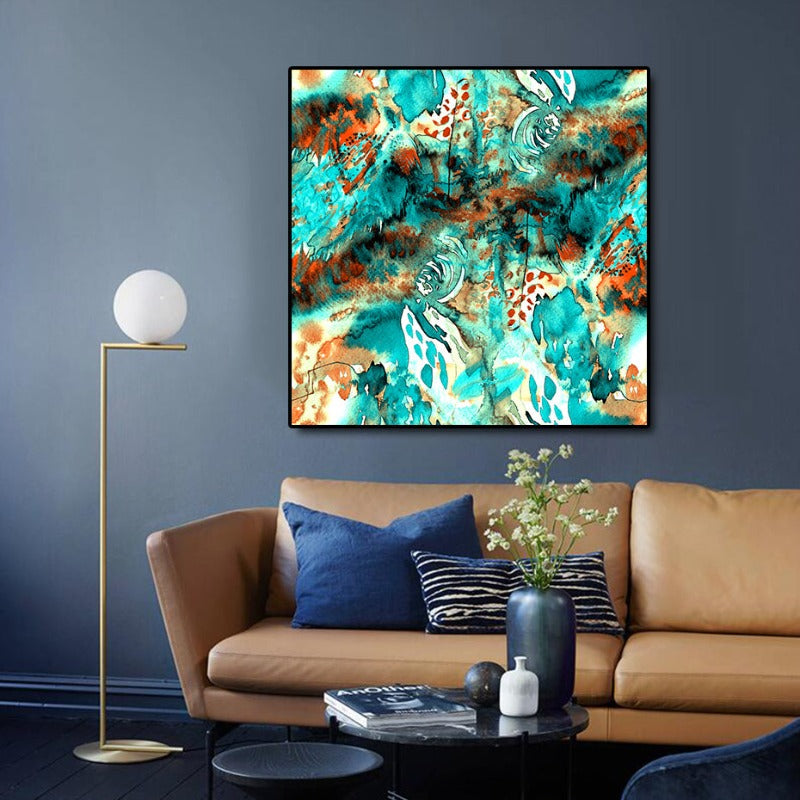 Blau Pink Floral - Leinwand Wandkunst Gemälde