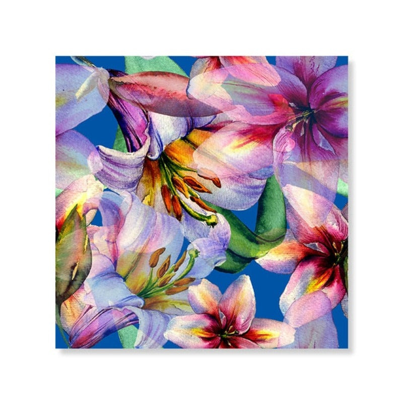 Blau Pink Floral - Leinwand Wandkunst Gemälde
