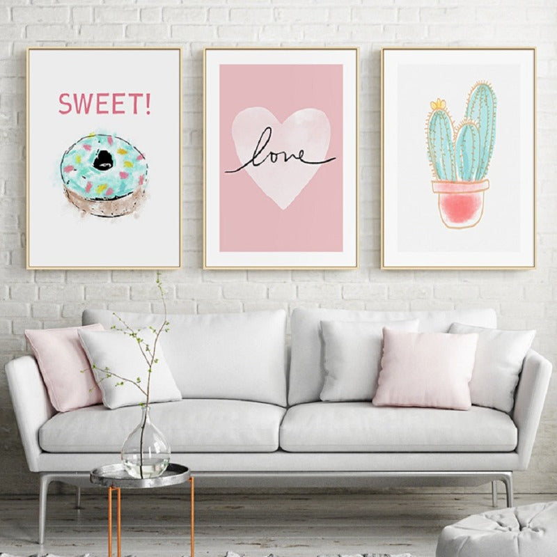 Pink Sweet-Heart Skandinavien - Leinwand Wandkunst Malerei