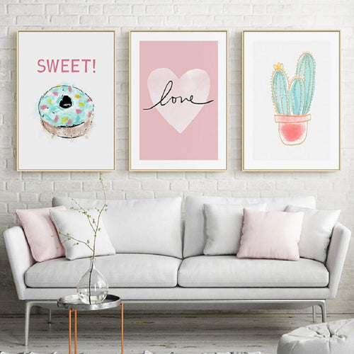 Pink Sweet-Heart Skandinavien - Leinwand Wandkunst Malerei