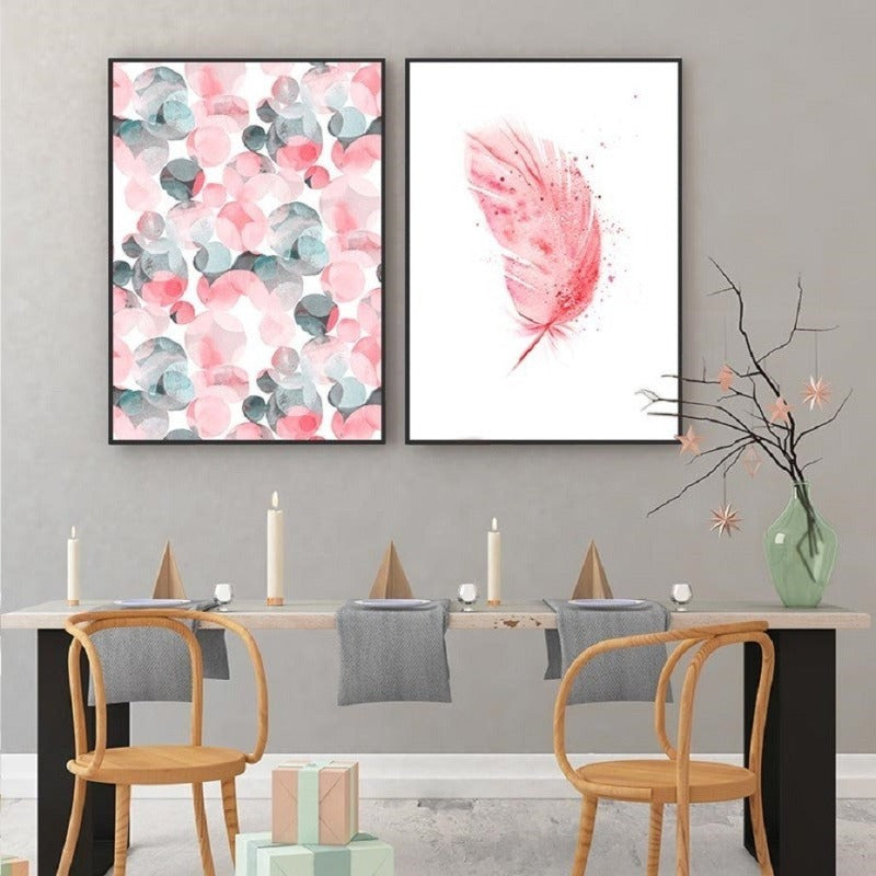 Schöne Pink Flamingo Feder - Leinwand Wandkunst Gemälde
