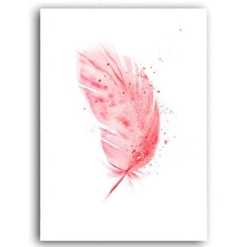 Schöne Pink Flamingo Feder - Leinwand Wandkunst Gemälde