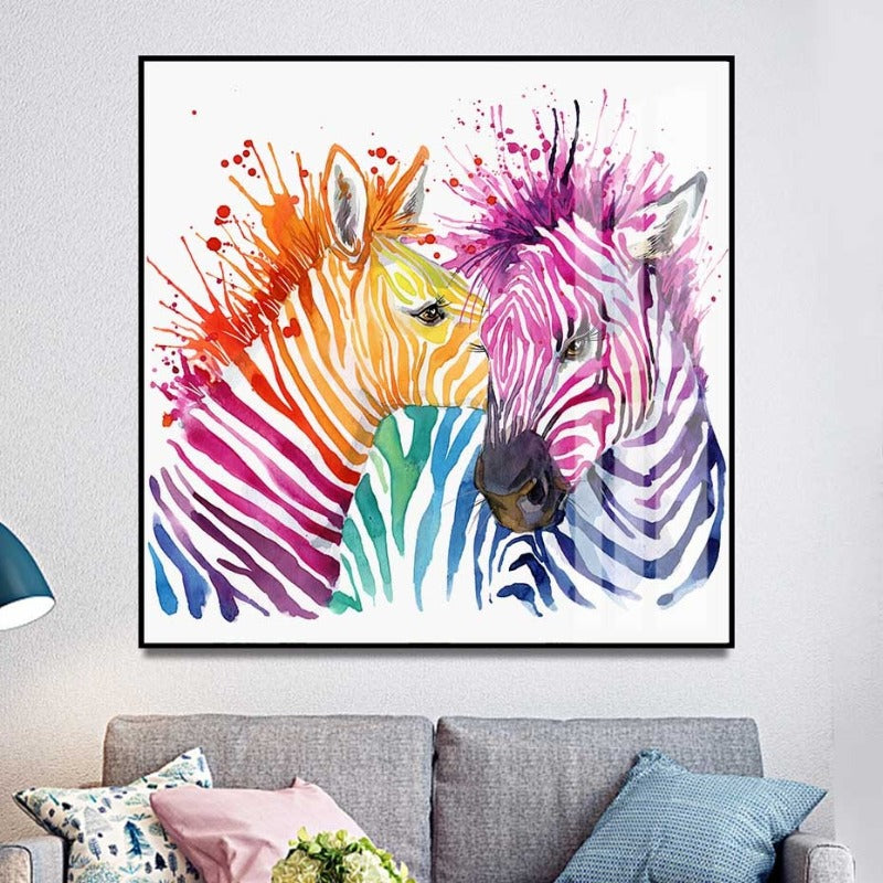 Lebhafte afrikanische Zebras – Leinwandbild