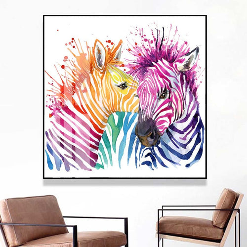 Lebhafte afrikanische Zebras – Leinwandbild