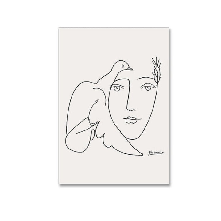 Abstrakte Vintage-Figur: Taube – Minimalistisches Leinwandbild