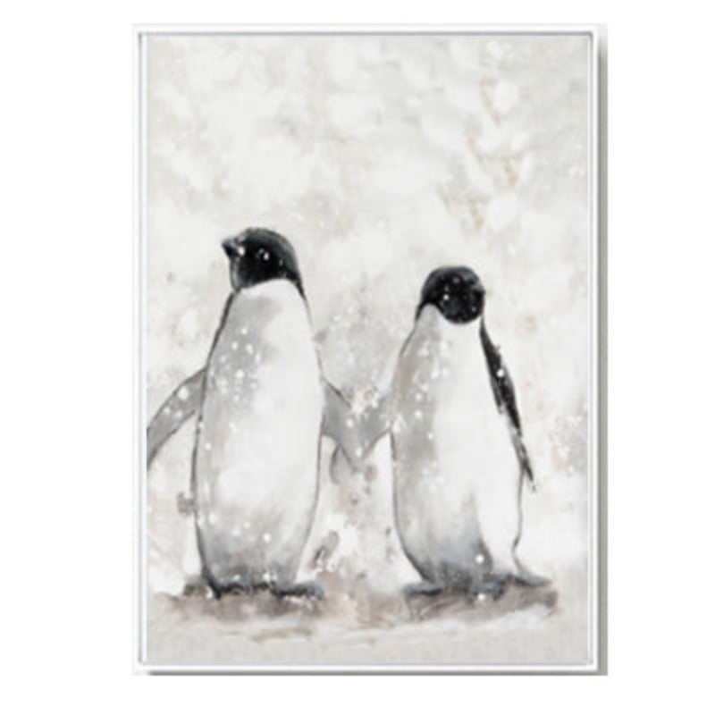 Moderne Pinguin-Familienliebe – Leinwandbild