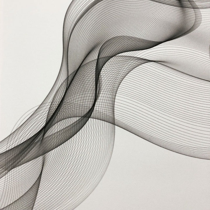 Minimalistische abstrakte wellenförmige Linienmuster Schwarz Weiß - Leinwand Wandkunst Gemälde