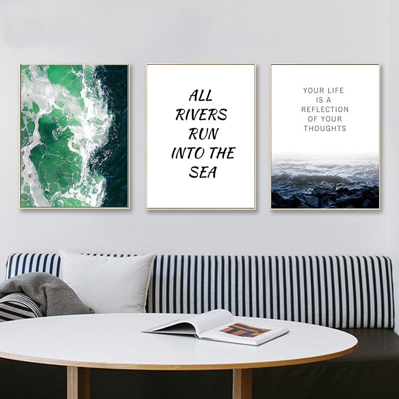Nordische Meereslandschaft – Inspirierendes Lebenszitat – Leinwandbild