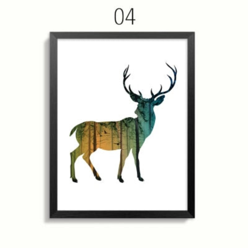 Abstrakte Rehfamilie Tiere - Leinwand Wandkunst Gemälde