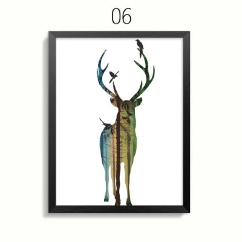 Abstrakte Rehfamilie Tiere - Leinwand Wandkunst Gemälde