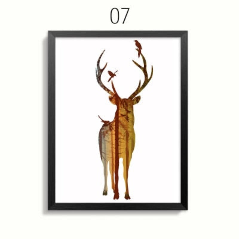 Abstrakte Rehfamilie Tiere - Leinwand Wandkunst Gemälde