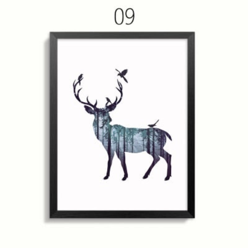 Abstrakte Rehfamilie Tiere - Leinwand Wandkunst Gemälde