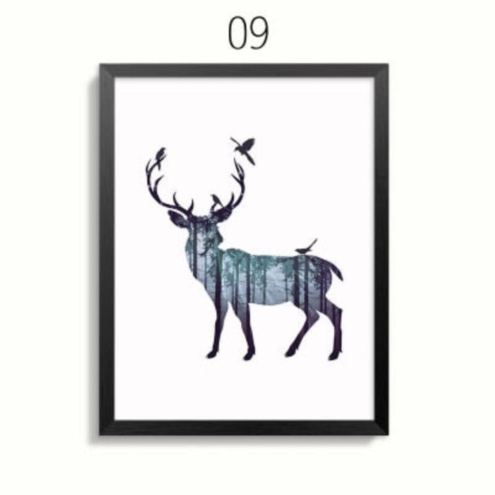 Abstrakte Rehfamilie Tiere - Leinwand Wandkunst Gemälde