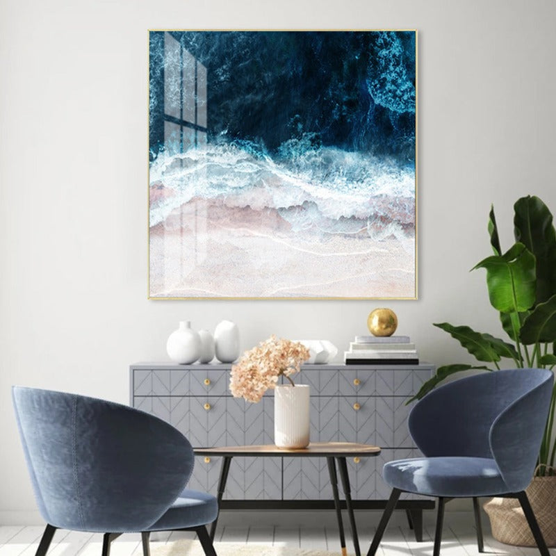 Blaue Meerwellen-Szene Inspirierend - Leinwand Wandkunst Malerei