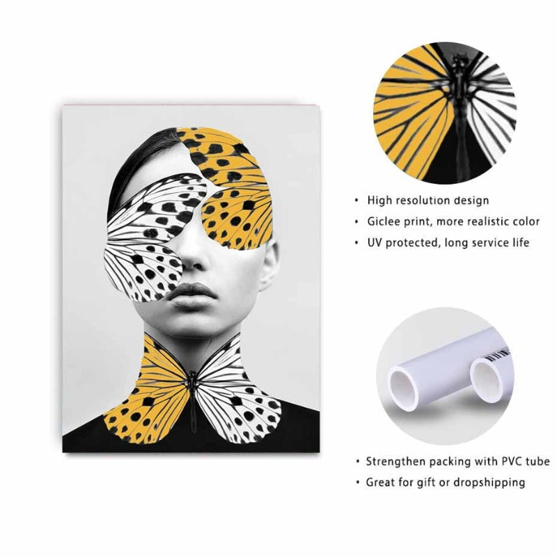 Abstract Kreative Schmetterling Frauen Wandkunst Drucke Poster - Leinwand Wandkunst Malerei