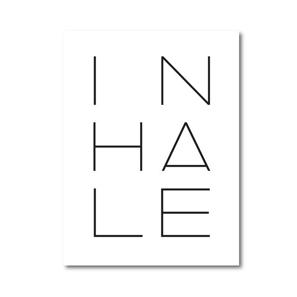 Inhale Exhale Poster Schwarz & Weiß Minimalistisch Meditation Atmen Wandkunst Fine Art Leinwanddrucke Moderne Typografische Wanddekoration Für Schlafzimmer Yoga Studio Dekor