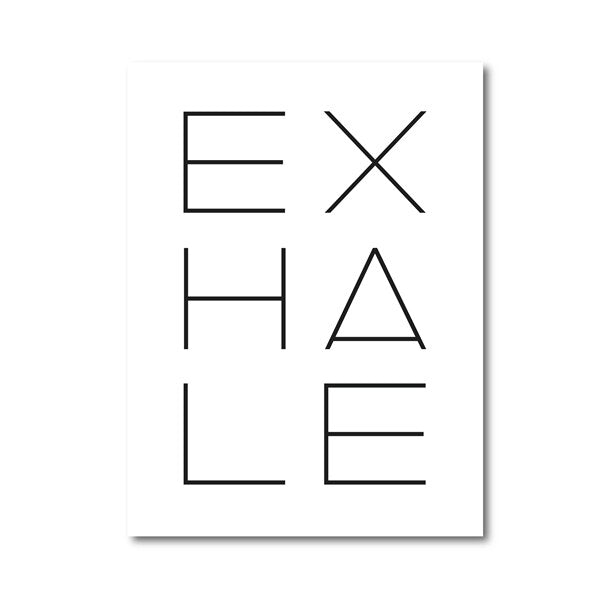 Inhale Exhale Poster Schwarz & Weiß Minimalistisch Meditation Atmen Wandkunst Fine Art Leinwanddrucke Moderne Typografische Wanddekoration Für Schlafzimmer Yoga Studio Dekor