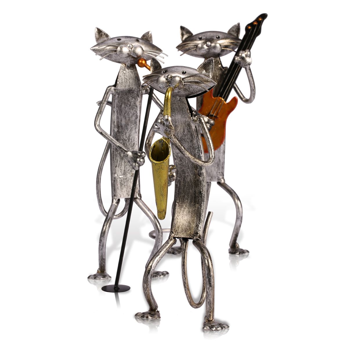 3 Mini Musiker Katzen Moderne Skulptur