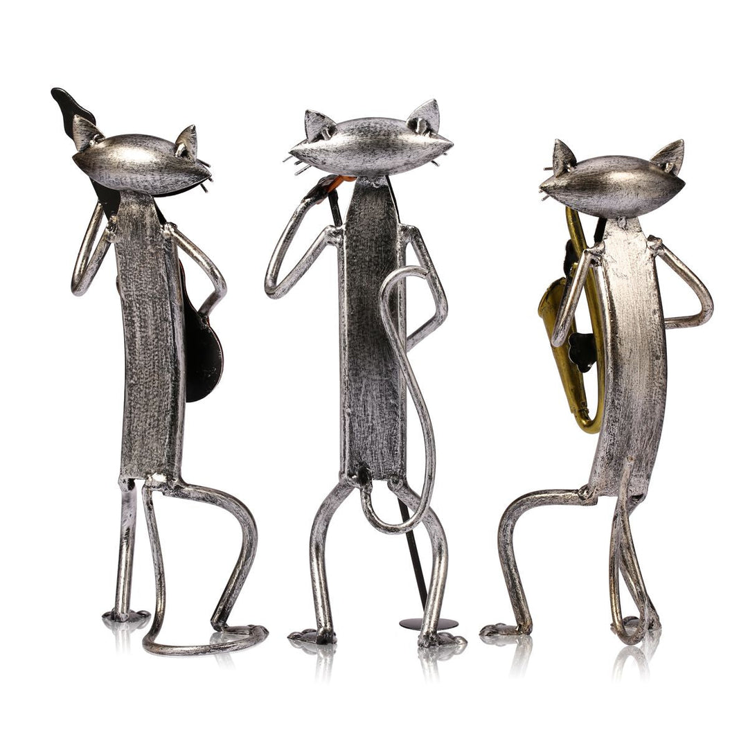 3 Mini Musiker Katzen Moderne Skulptur | Karnz