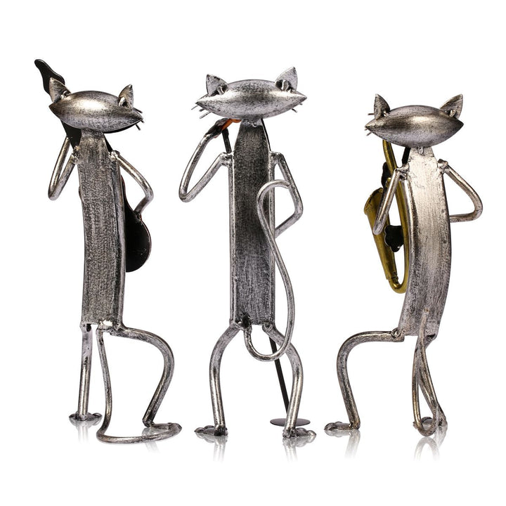 3 Mini Musiker Katzen Moderne Skulptur | Karnz