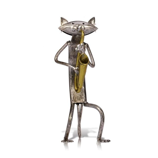 3 Mini Musiker Katzen Moderne Skulptur