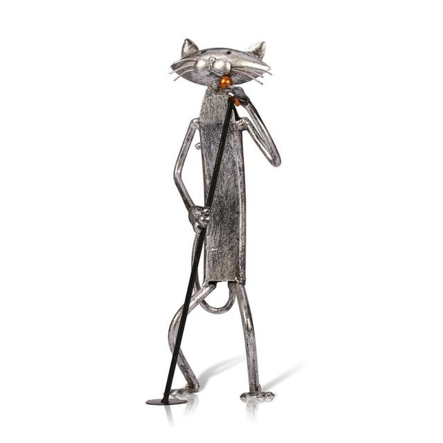 3 Mini Musiker Katzen Moderne Skulptur