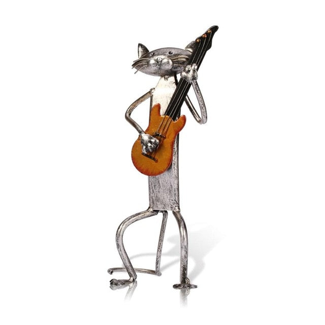 3 Mini Musiker Katzen Moderne Skulptur